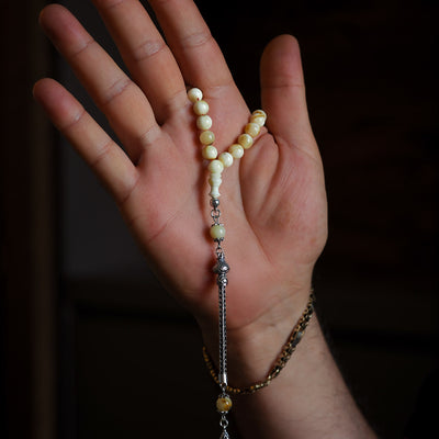 Mastercrafted Genuine Baltic Amber Tasbeeh Silver Imam Bead – WATD035