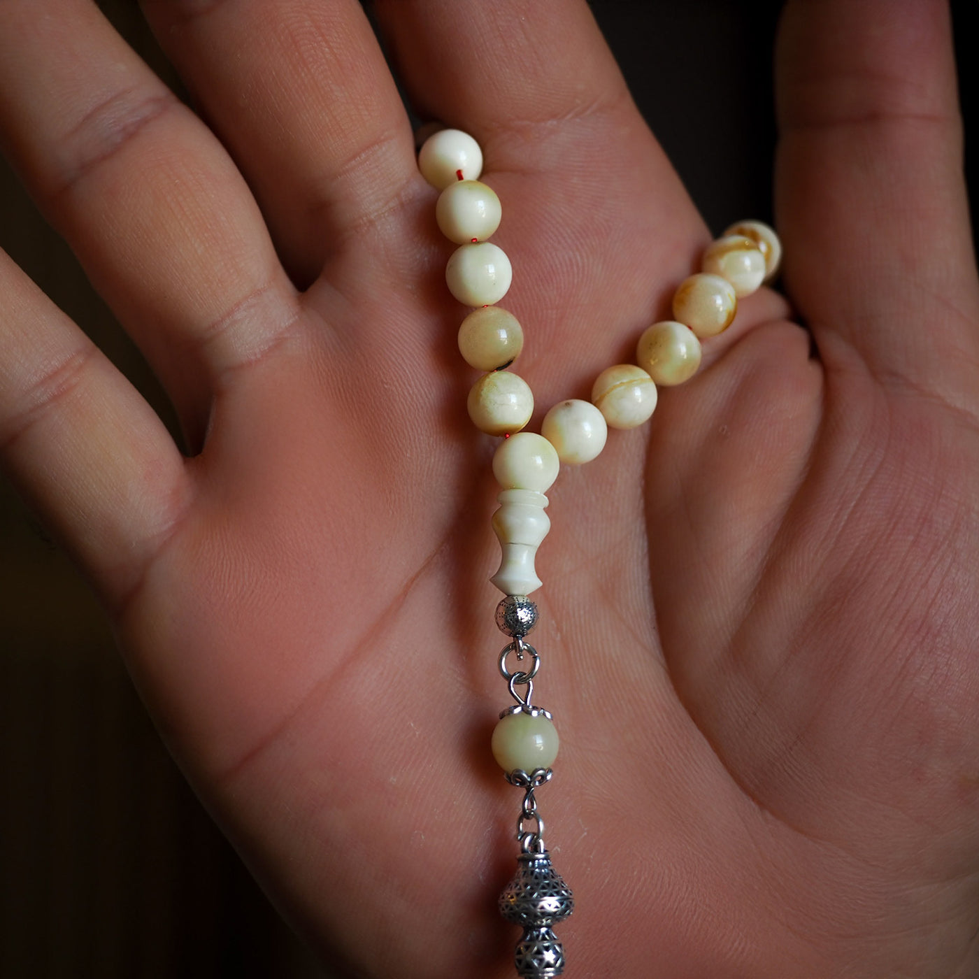 Mastercrafted Genuine Baltic Amber Tasbeeh Silver Imam Bead – WATD035