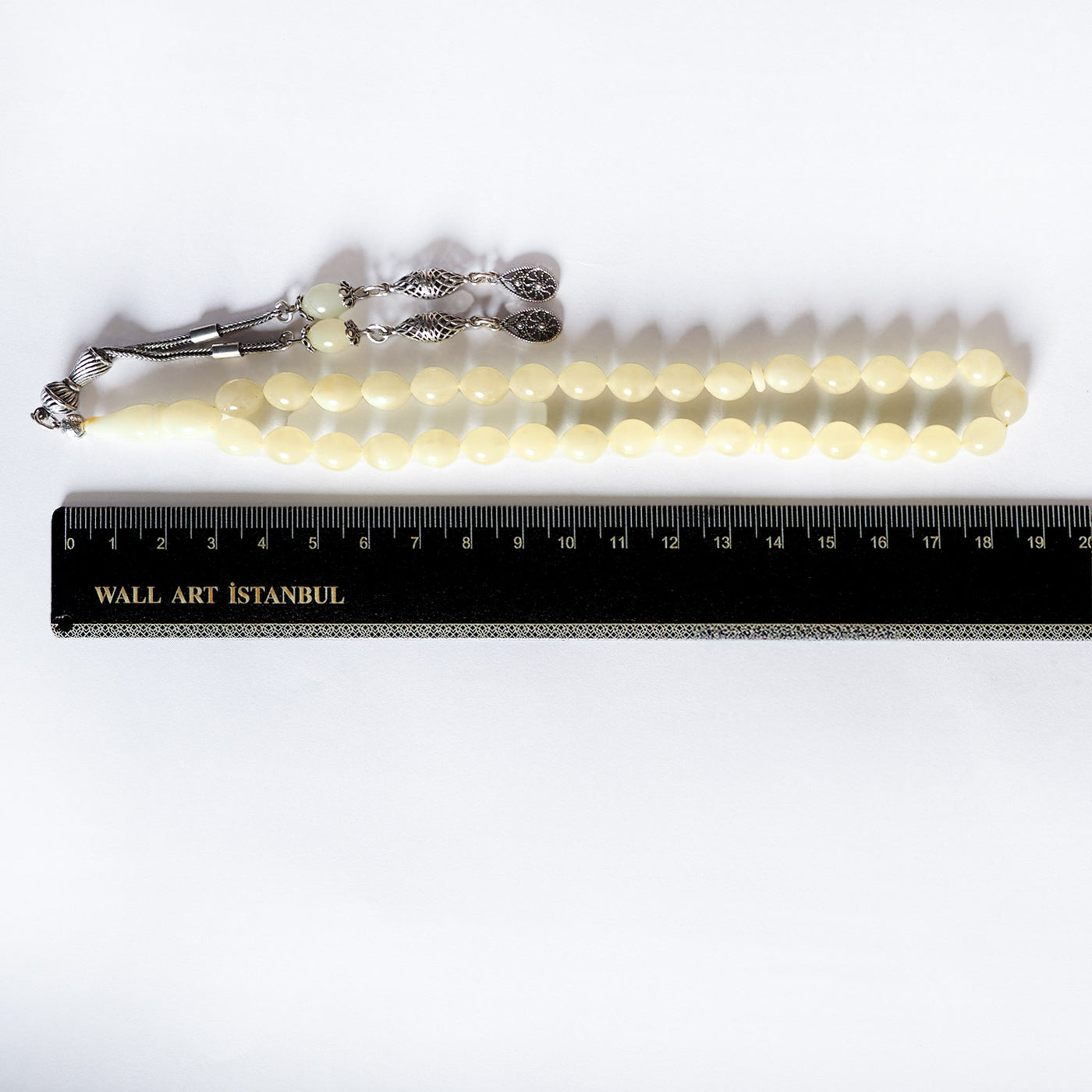 Barrel Cut Raw Baltic Amber Silver Tasbeeh – WATD036