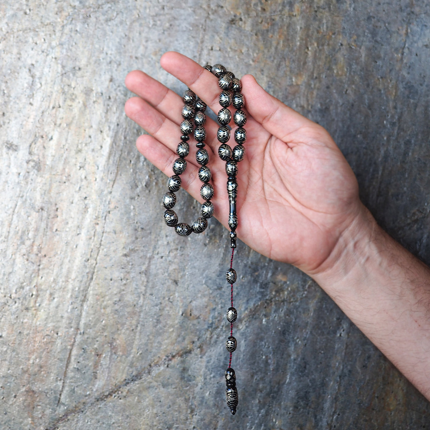 Silver-Embellished Kuka Tasbeeh – WATD090