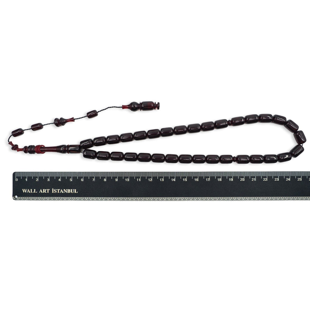 Ringed Model Capsule-Cut Fire Amber Tasbeeh - WATD1004