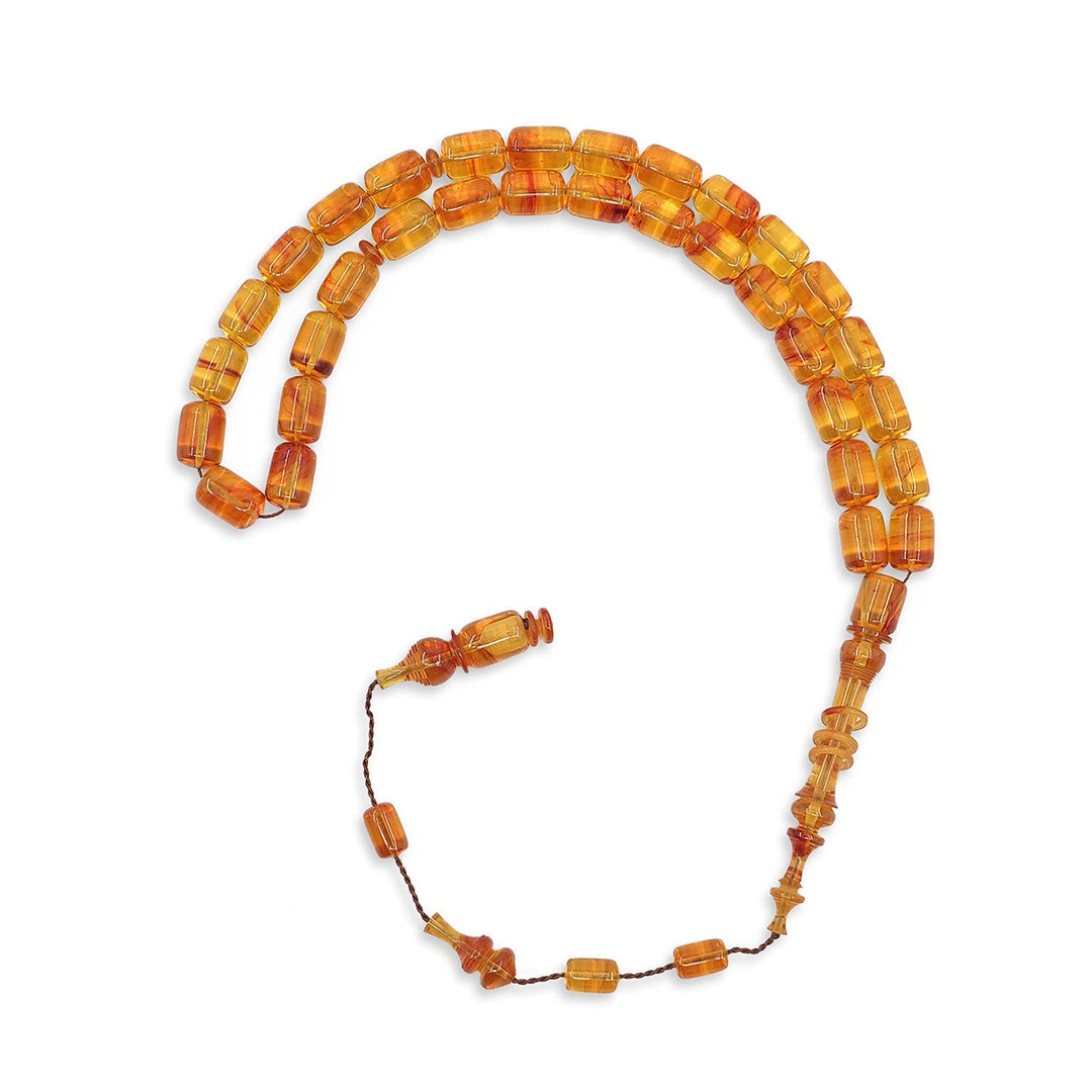 Ringed Model Capsule-Cut Fire Amber Tasbeeh - WATD1007