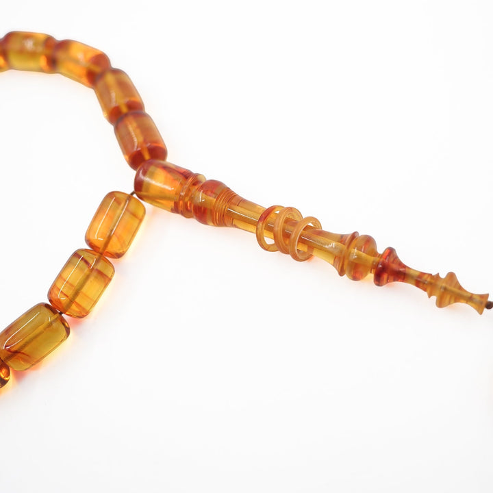 Ringed Model Capsule-Cut Fire Amber Tasbeeh - WATD1007