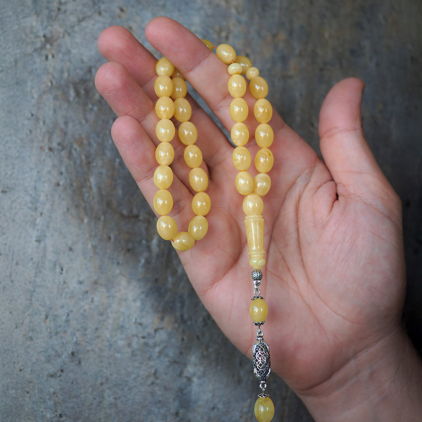 Genuine Baltic Amber Tasbeeh Silver Finely Crafted Tassel – WATD105