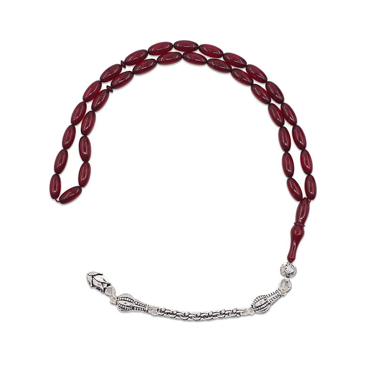 Oval-Cut Fire Amber Tasbeeh with Tassel - WATD1064