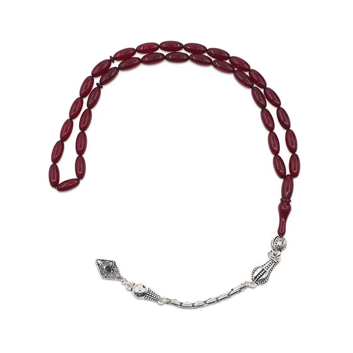 Oval-Cut Fire Amber Tasbeeh with Tassel - WATD1065