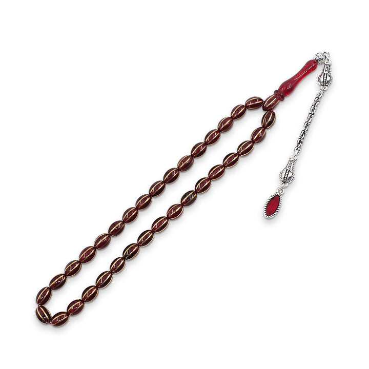 Split-Cut Fire Amber Tasbeeh with Tassel - WATD1067