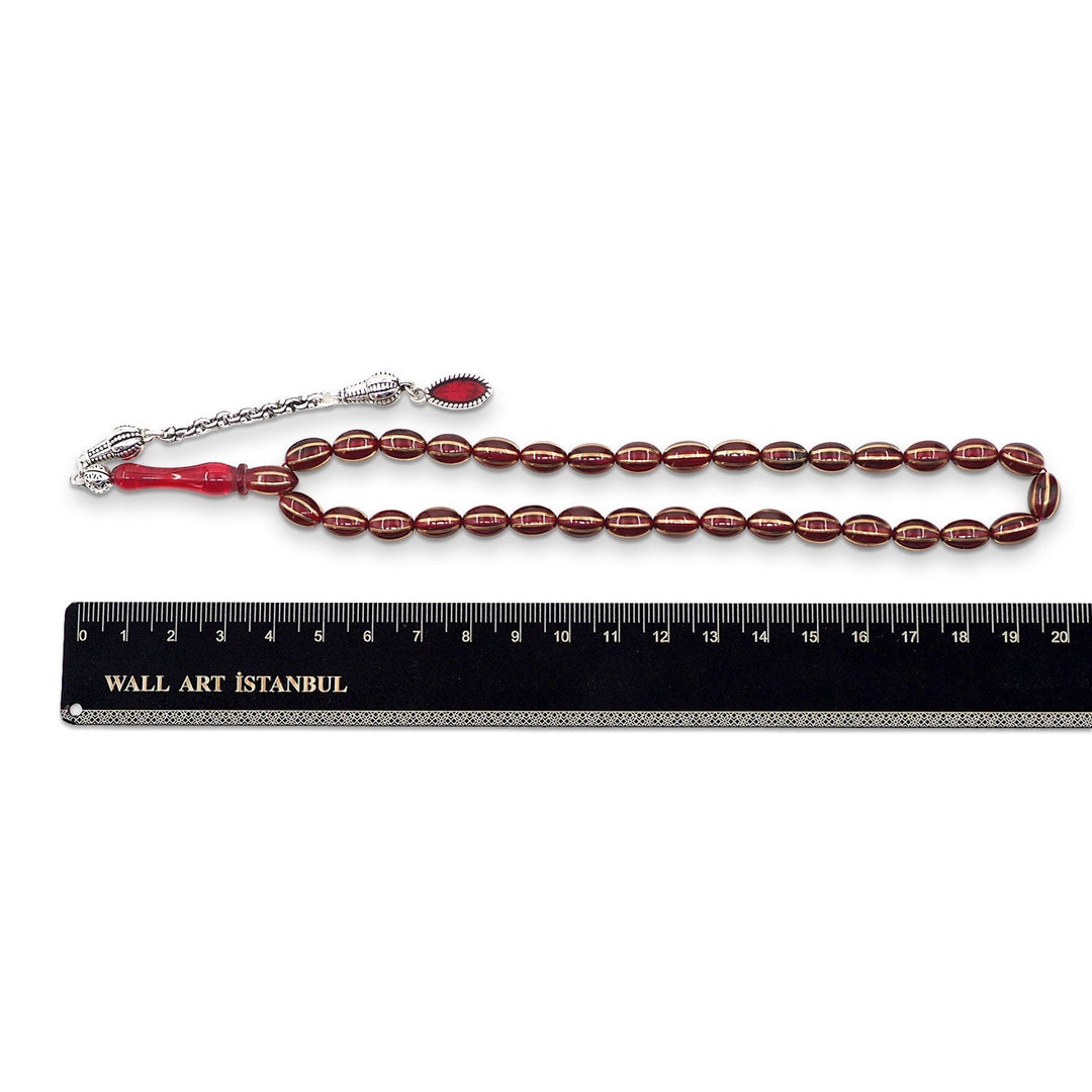 Split-Cut Fire Amber Tasbeeh with Tassel - WATD1067