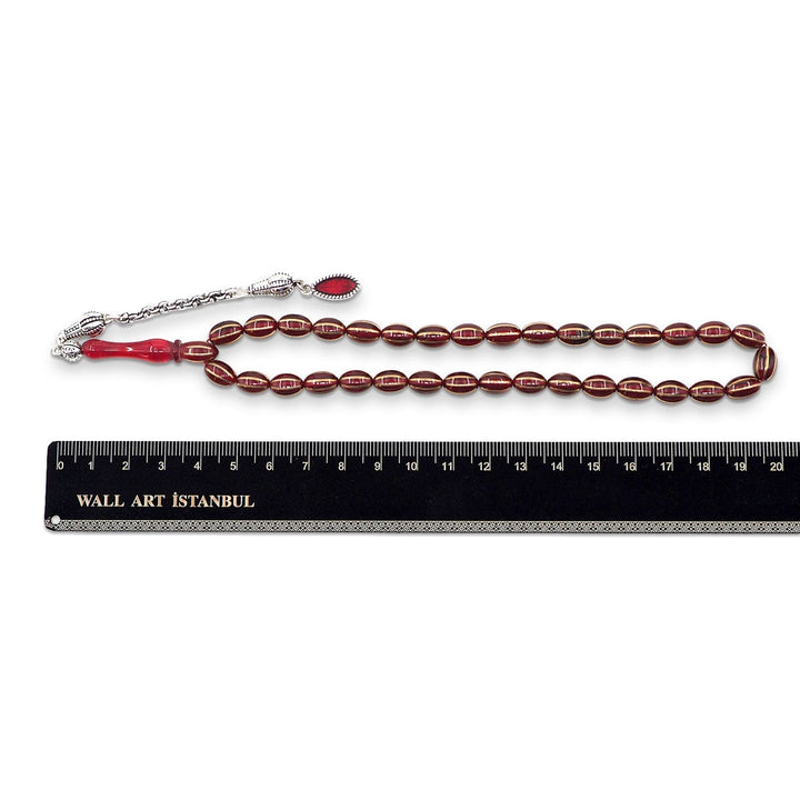Split-Cut Fire Amber Tasbeeh with Tassel - WATD1067