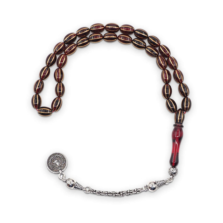 Split-Cut Fire Amber Tasbeeh with Tassel - WATD1068