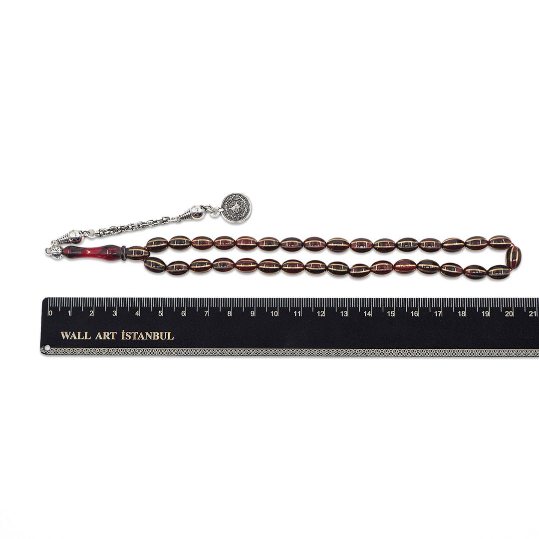 Split-Cut Fire Amber Tasbeeh with Tassel - WATD1068