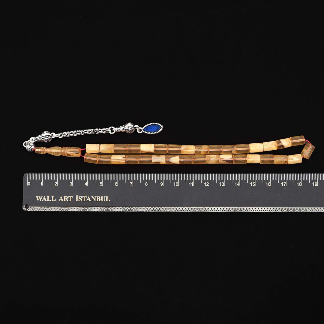 Faceted-Cut Fire Amber Tasbeeh with Tassel - WATD1069