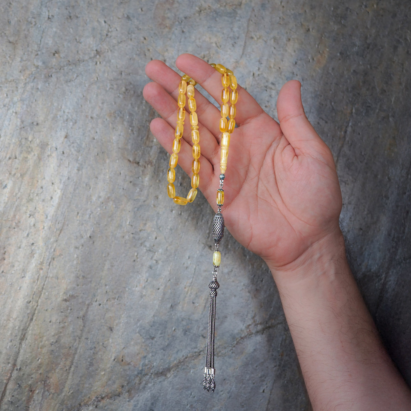Genuine Baltic Amber Tasbeeh Silver Finely Crafted Tassel – WATD106