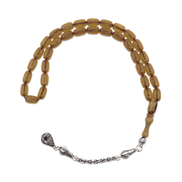 Capsule-Cut Fire Amber Tasbeeh with Tassel - WATD1070