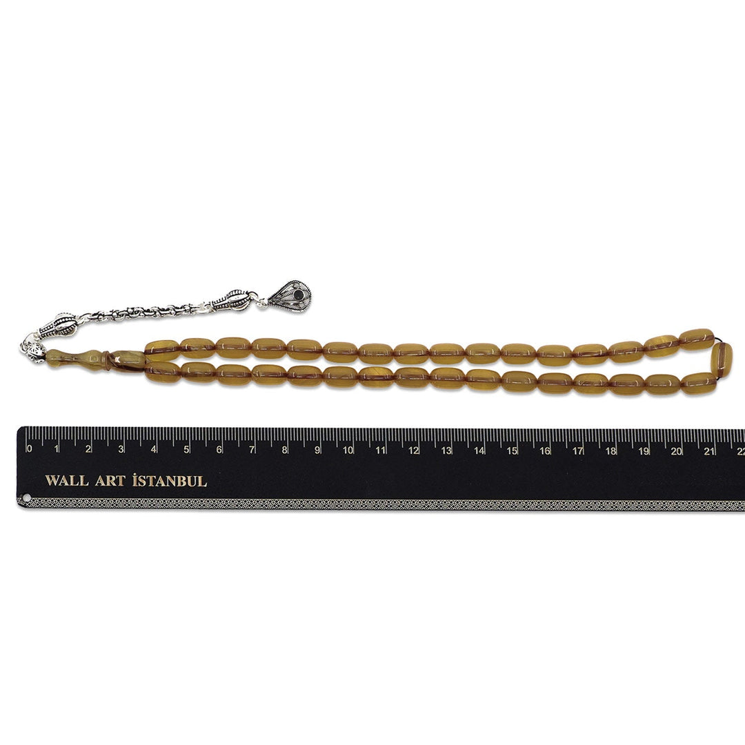 Capsule-Cut Fire Amber Tasbeeh with Tassel - WATD1070
