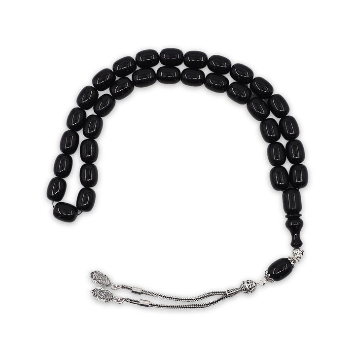 Pressed Amber Tasbeeh with Silver Tassel - WATD1076