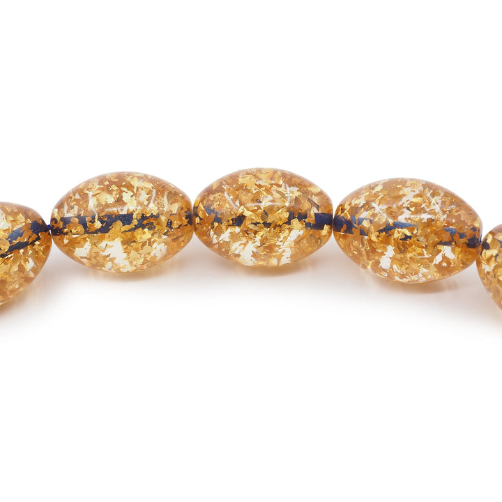 Gold-Leafed Mascot Size Fire Amber Oval-Cut Tasbeeh - WATD1099