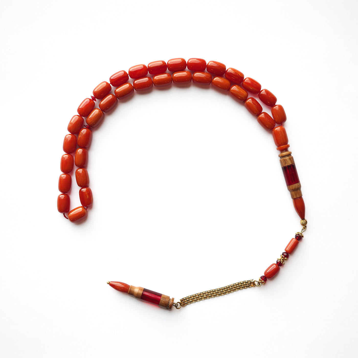 Custom Cast Catalin Tasbeeh – Silver Imam Bead with Gold-Plated Accents – WATD109