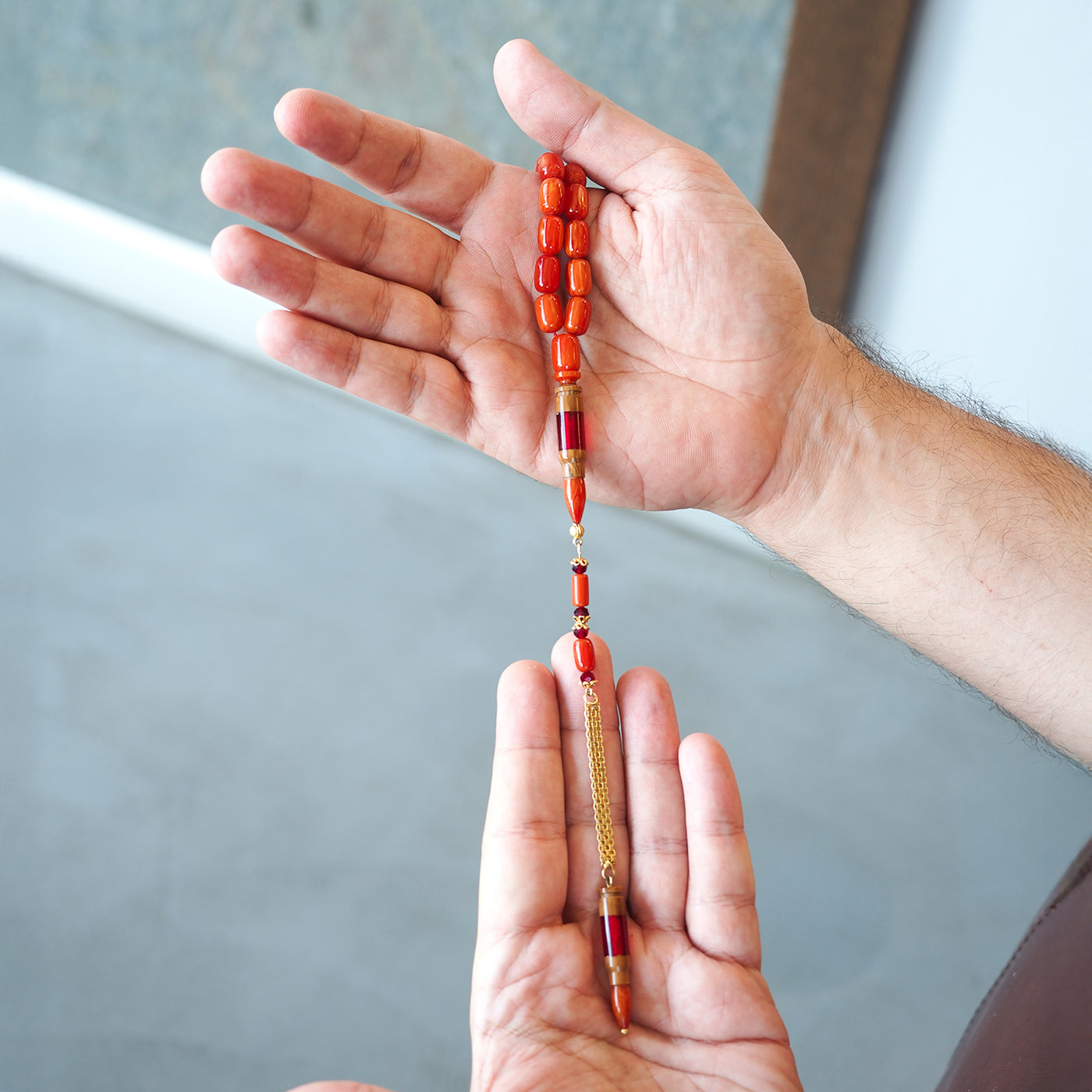 Custom Cast Catalin Tasbeeh – Silver Imam Bead with Gold-Plated Accents – WATD109