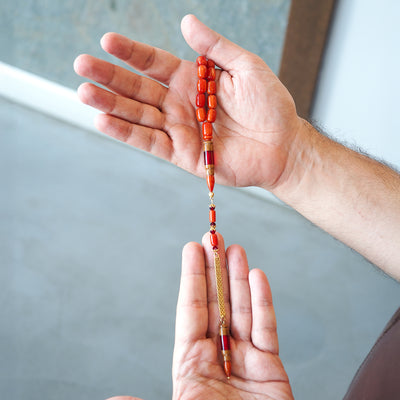 Custom Cast Catalin Tasbeeh – Silver Imam Bead with Gold-Plated Accents – WATD109