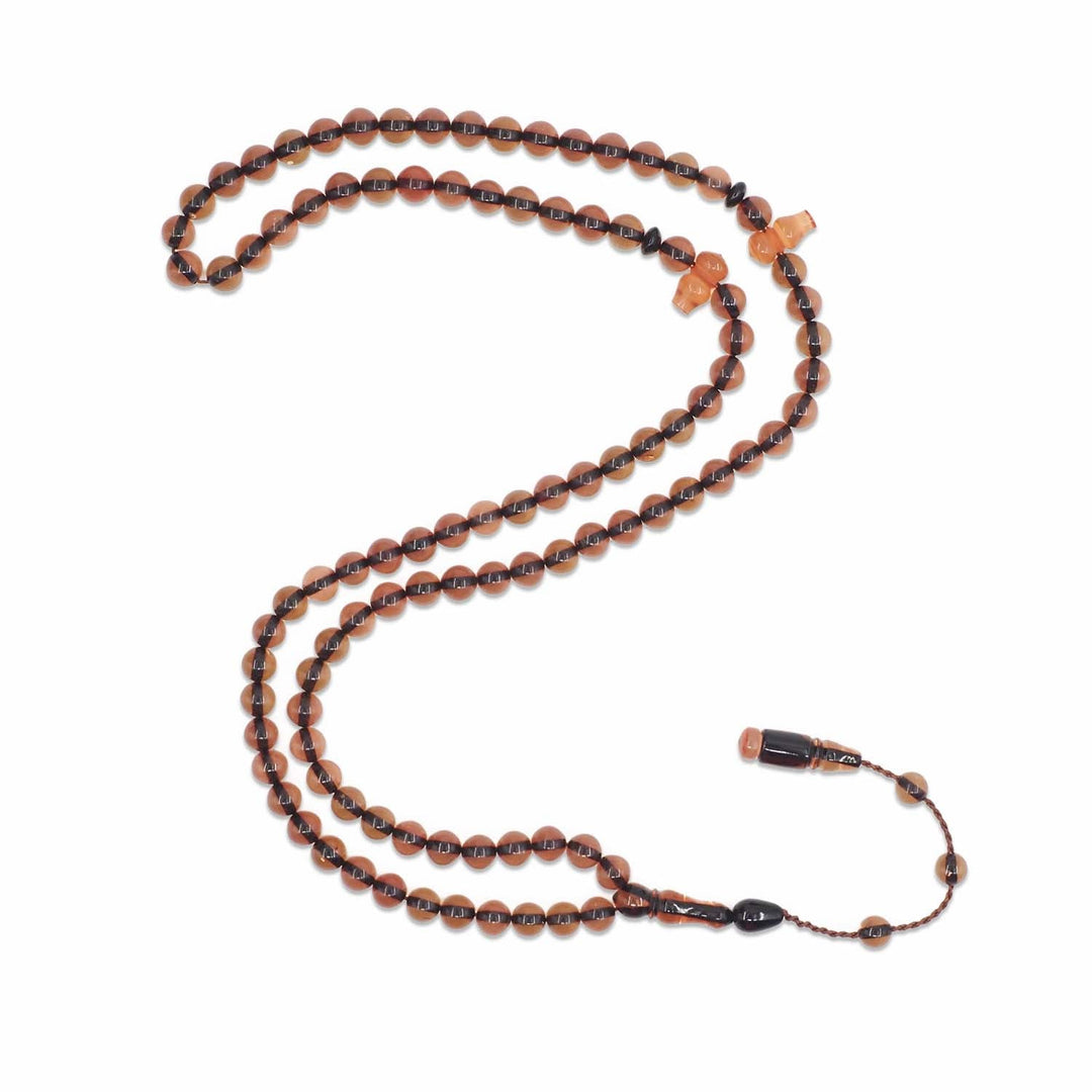 99-Bead Round-Cut Fire Amber Tasbeeh - WATD1115