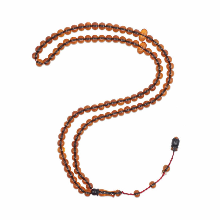 99-Bead Round-Cut Fire Amber Tasbeeh - WATD1116