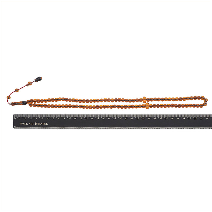 99-Bead Round-Cut Fire Amber Tasbeeh - WATD1116