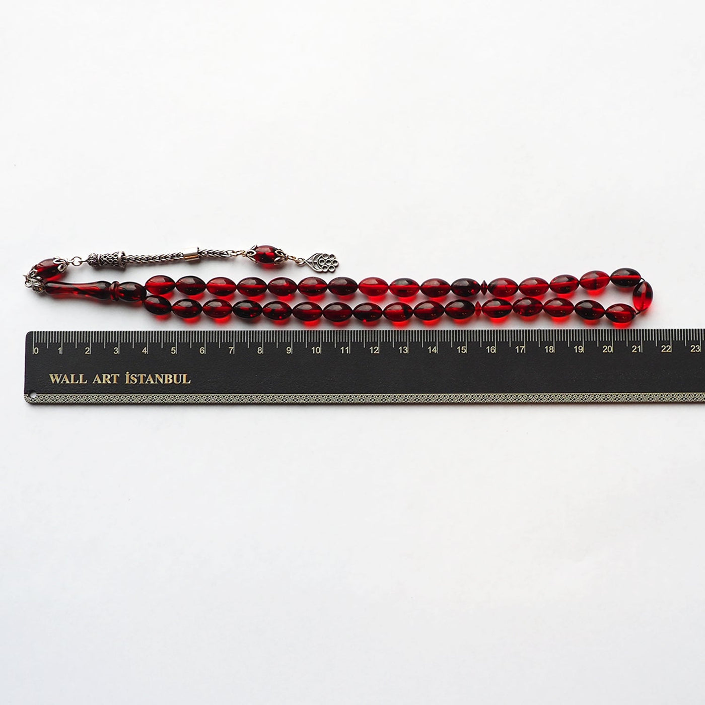 Pressed Fire Amber Tasbeeh Silver Tassel – WATD112