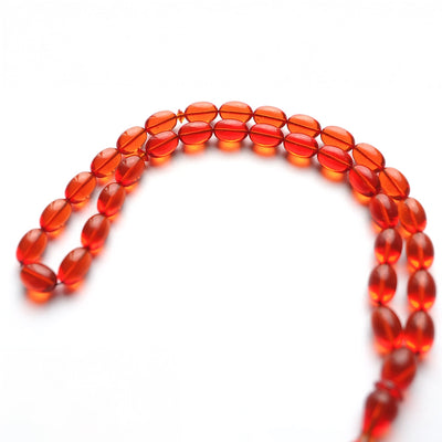 Pressed Fire Amber Tasbeeh Silver Tassel – WATD113