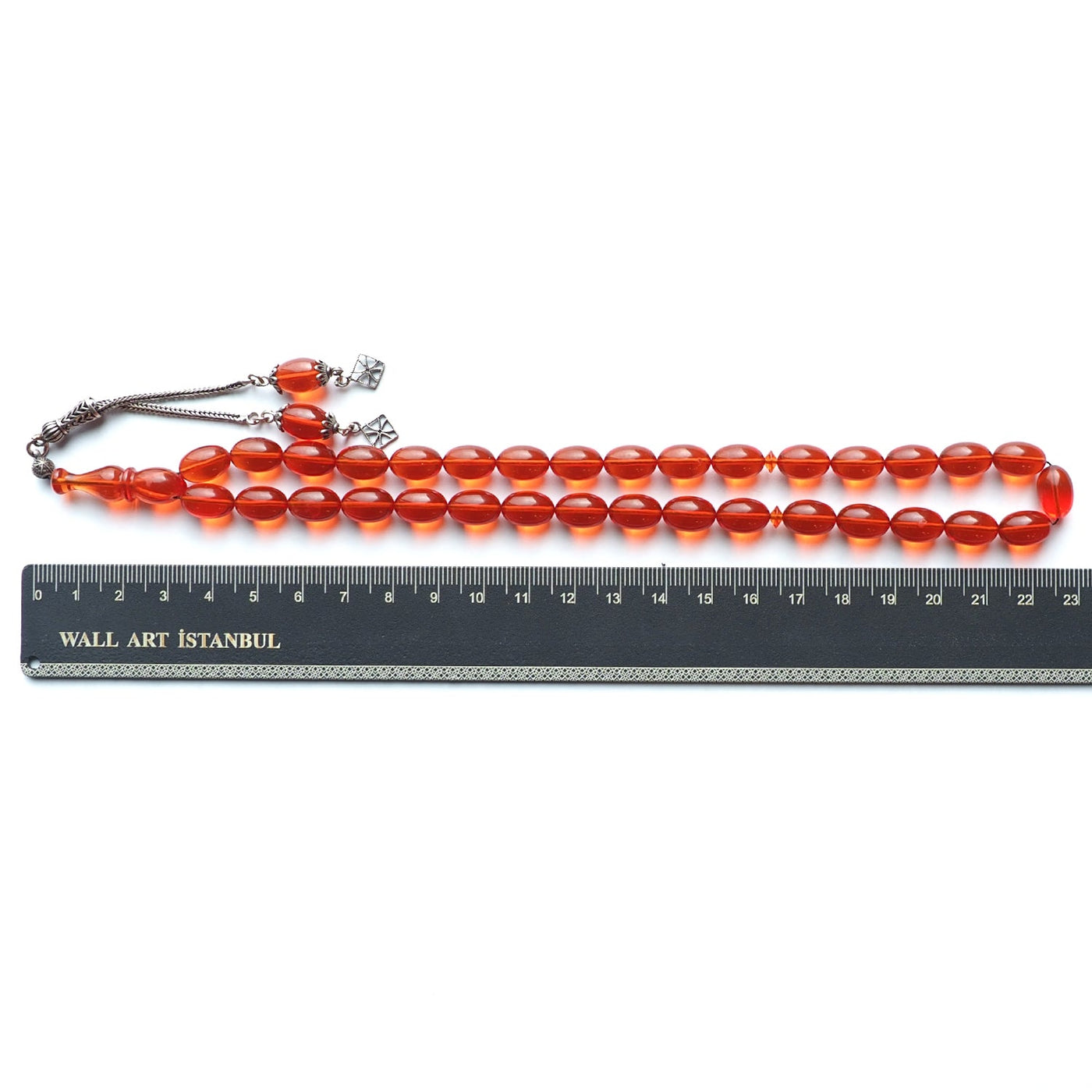 Pressed Fire Amber Tasbeeh Silver Tassel – WATD113