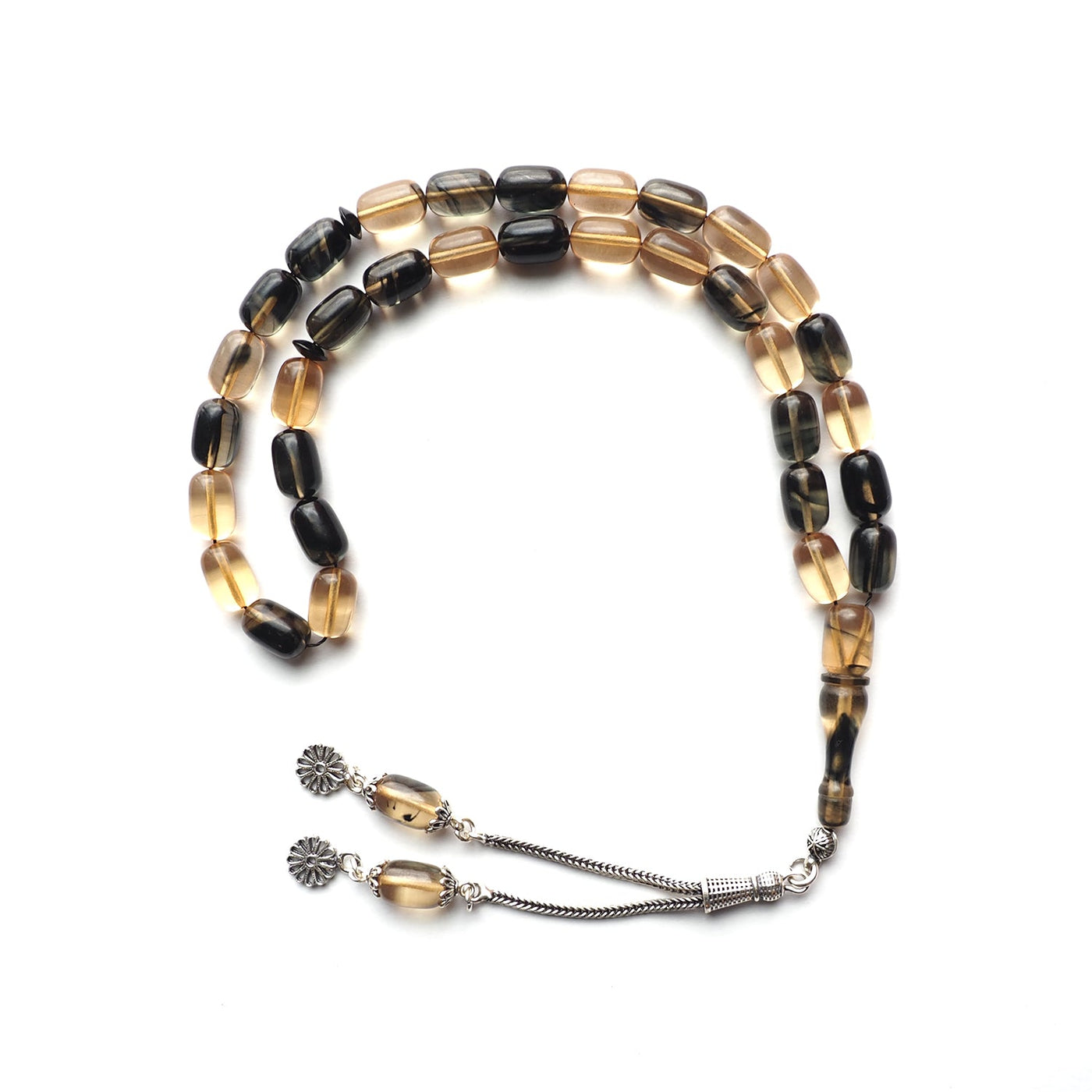 Pressed Fire Amber Tasbeeh Silver Tassel – WATD121