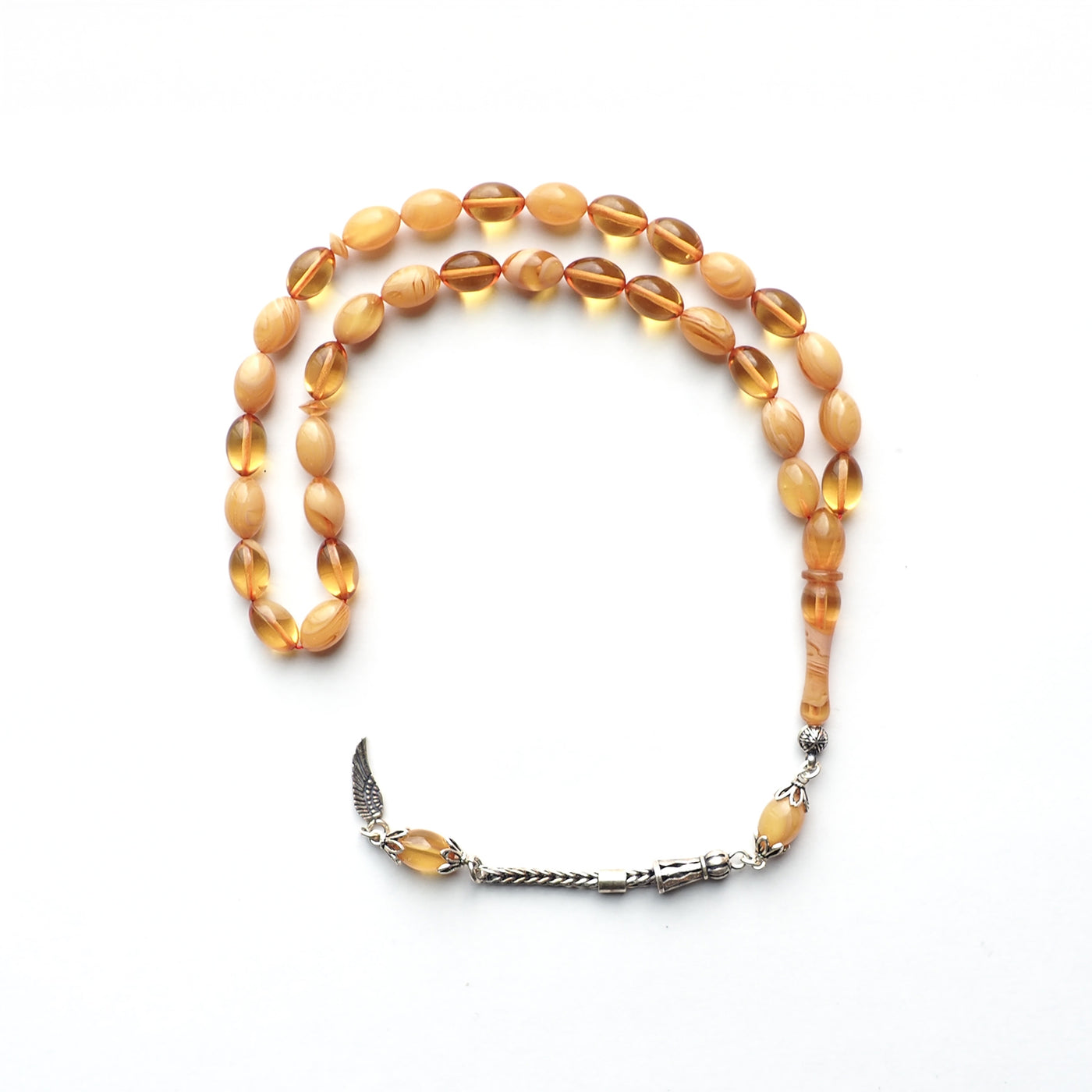 Pressed Fire Amber Tasbeeh Silver Tassel – WATD122