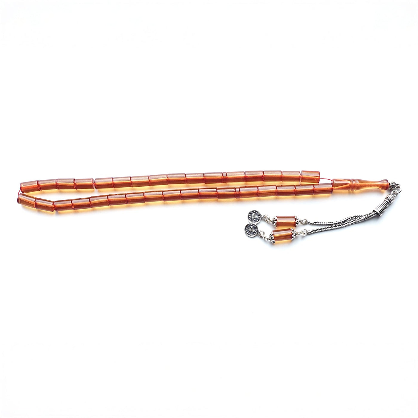 Pressed Fire Amber Tasbeeh Silver Tassel – WATD123