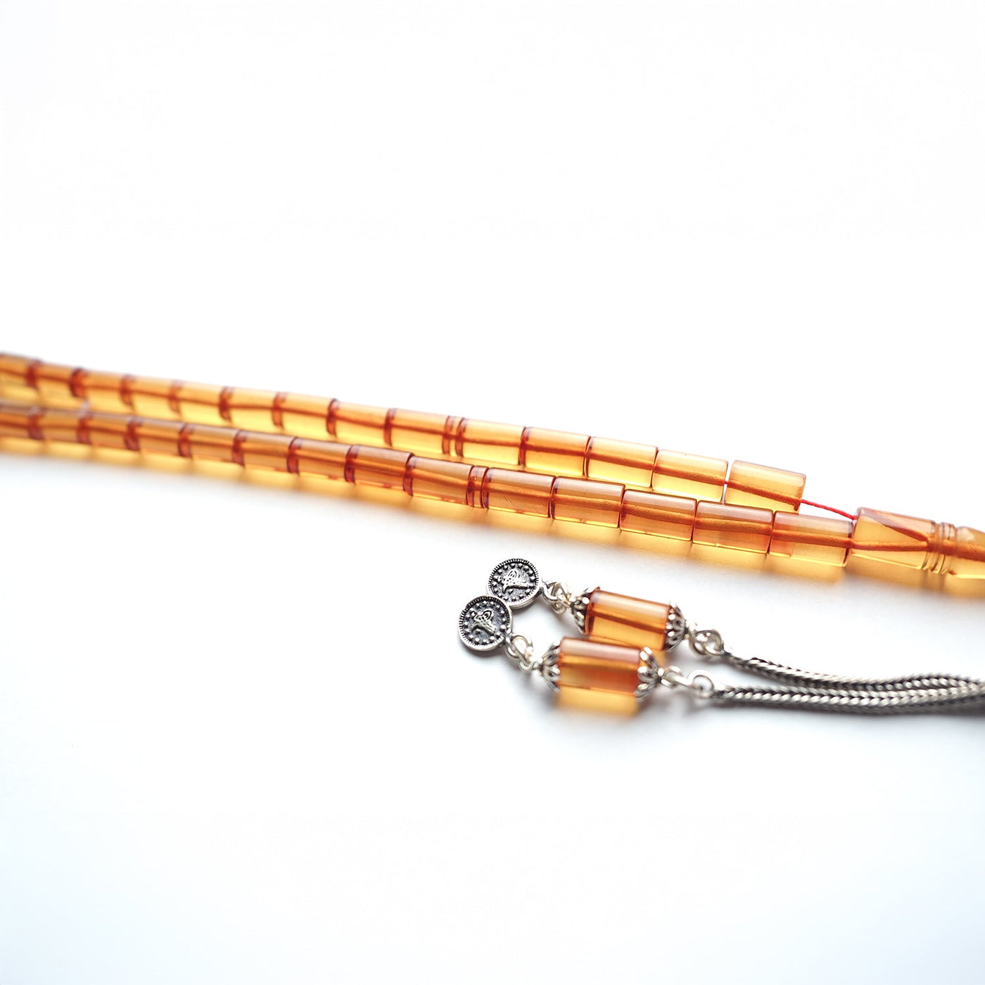 Pressed Fire Amber Tasbeeh Silver Tassel – WATD123