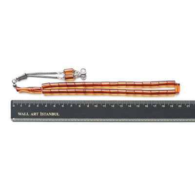 Pressed Fire Amber Tasbeeh Silver Tassel – WATD123