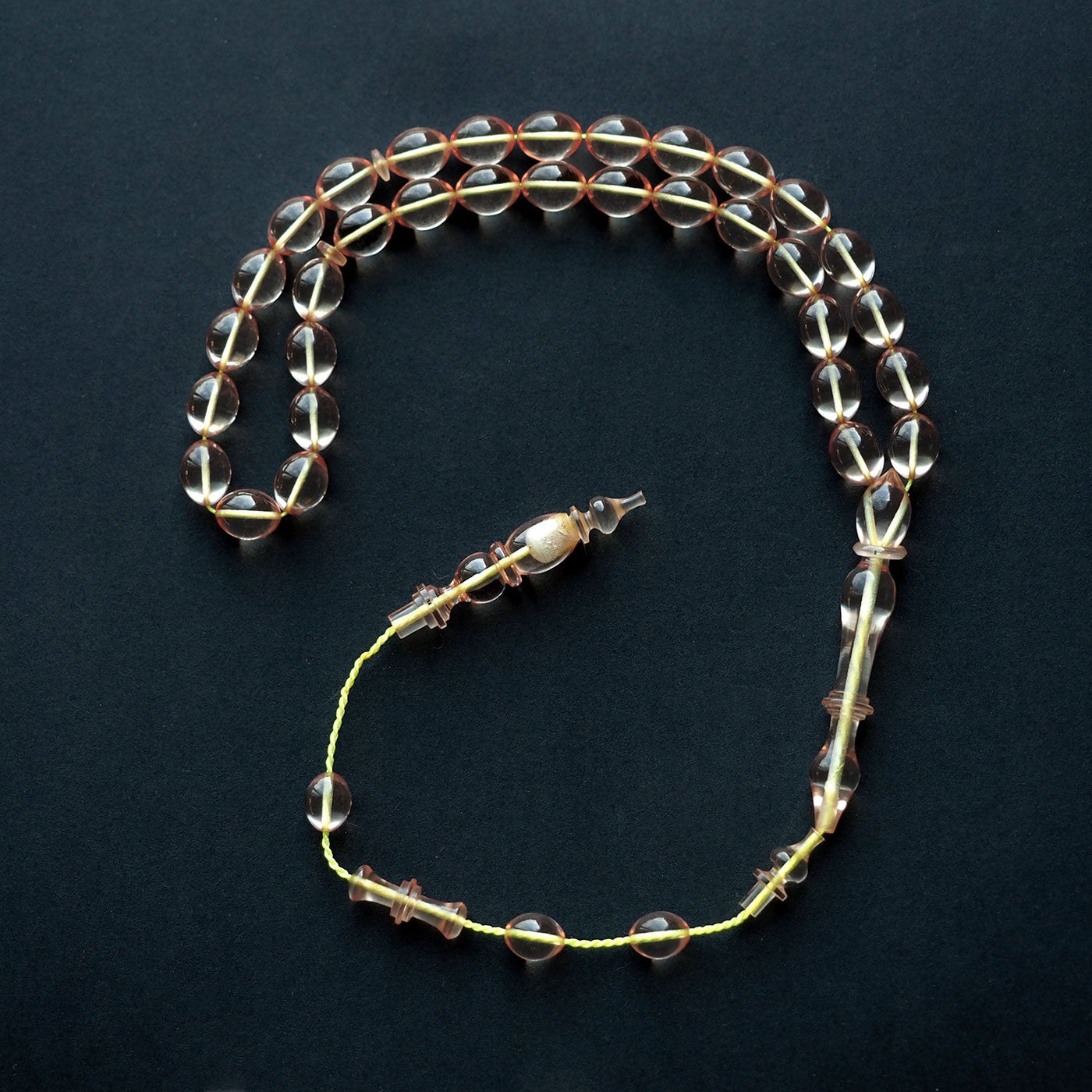 Handcrafted Pressed Fire Amber Tasbeeh – Oval-Cut Beads – WATD146