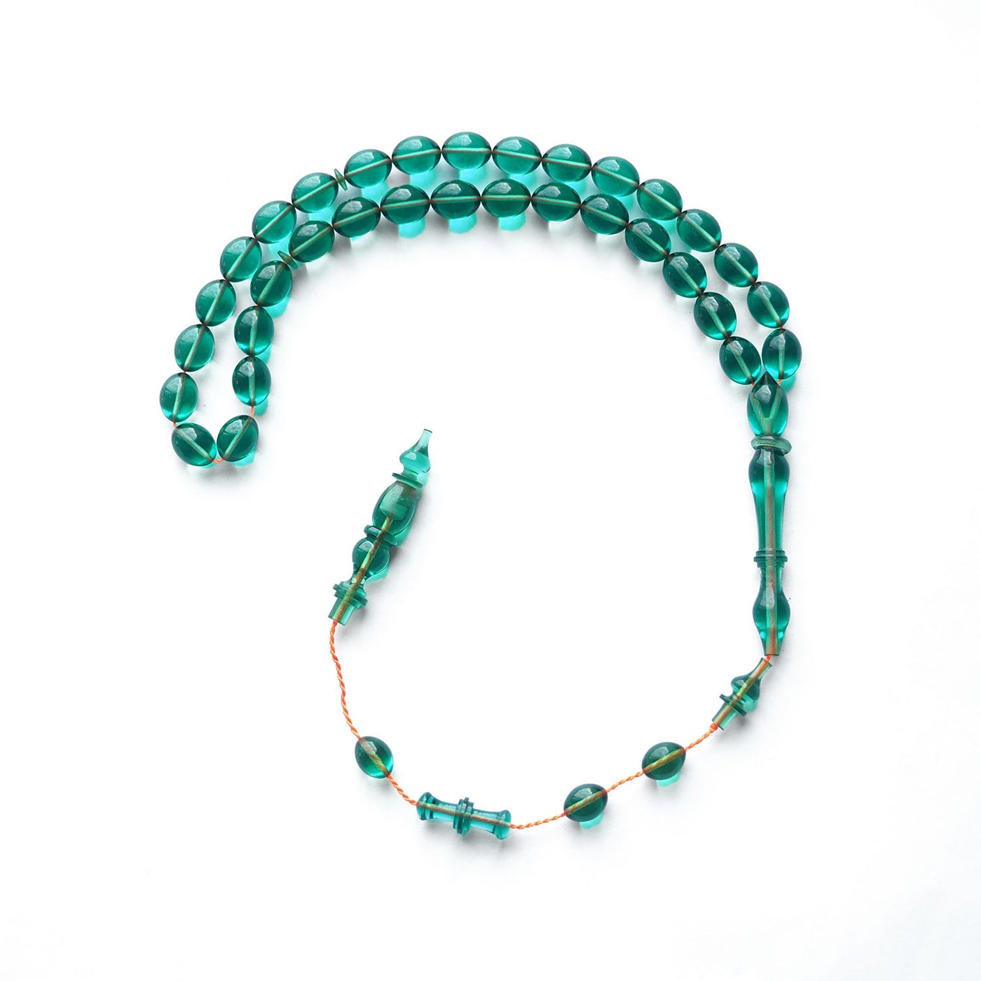 Handcrafted Pressed Fire Amber Tasbeeh – Oval-Cut Beads – WATD148