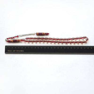 Pressed Amber Tasbeeh with 925 Sterling Silver Tassel & Kuka Combination – WATD153