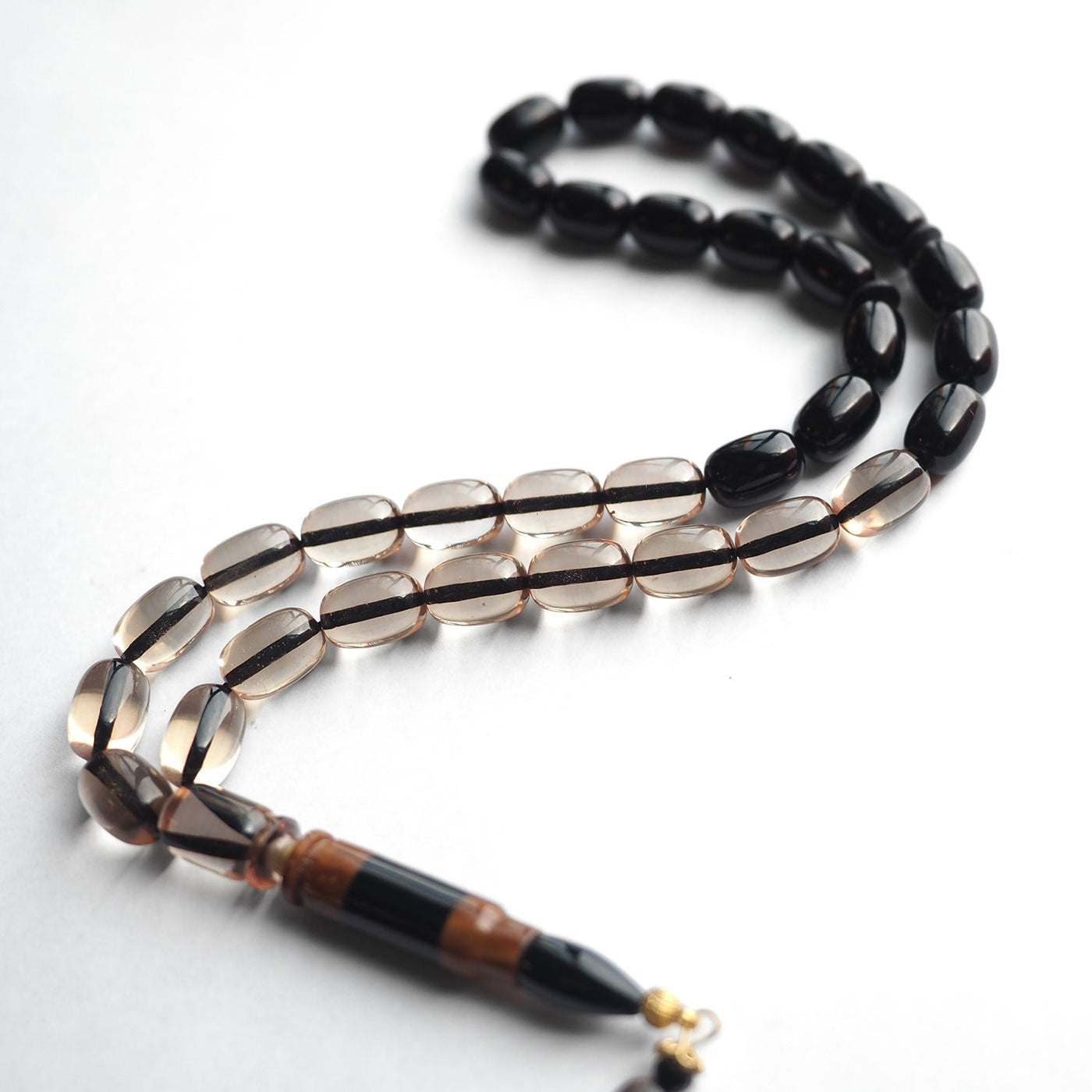 Pressed Amber Tasbeeh with 925 Sterling Silver Tassel & Kuka Combination – WATD154