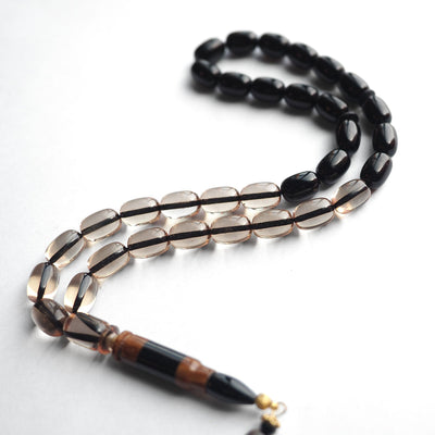 Pressed Amber Tasbeeh with 925 Sterling Silver Tassel & Kuka Combination – WATD154