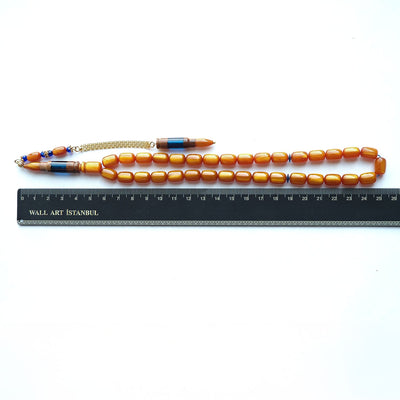 Pressed Amber Tasbeeh with 925 Sterling Silver Tassel & Kuka Combination – WATD155
