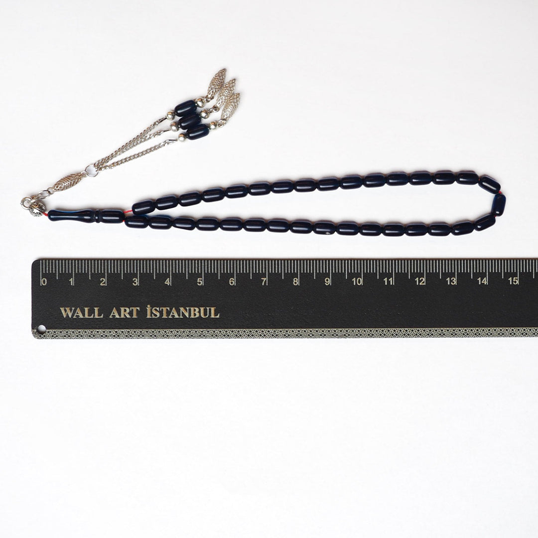 Handcrafted Pressed Amber Tasbeeh Silver Tassel – WATD182