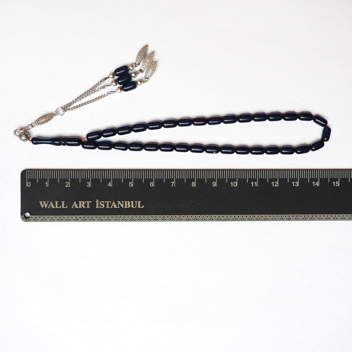Handcrafted Pressed Amber Tasbeeh Silver Tassel – WATD182