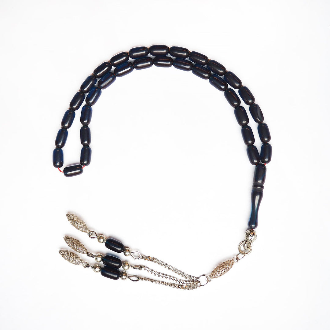 Handcrafted Pressed Amber Tasbeeh Silver Tassel – WATD182
