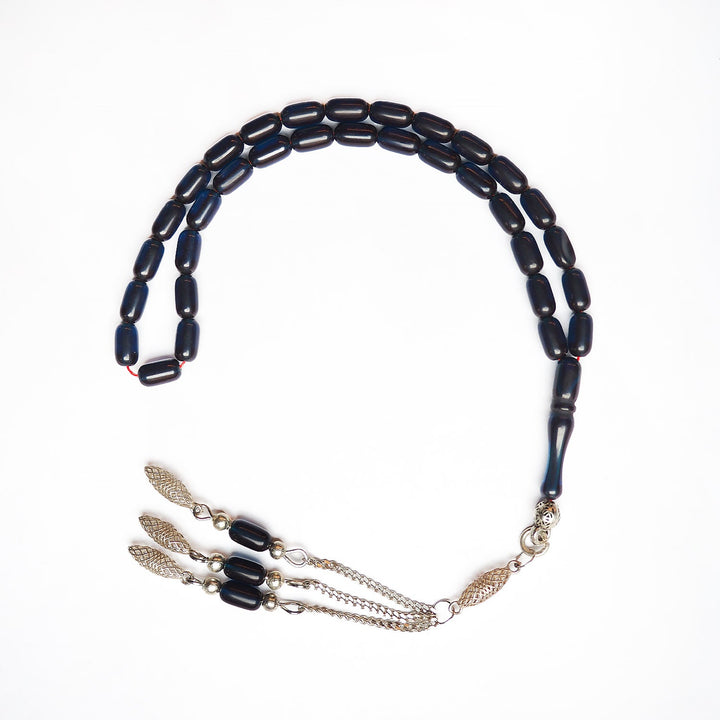 Handcrafted Pressed Amber Tasbeeh Silver Tassel – WATD182