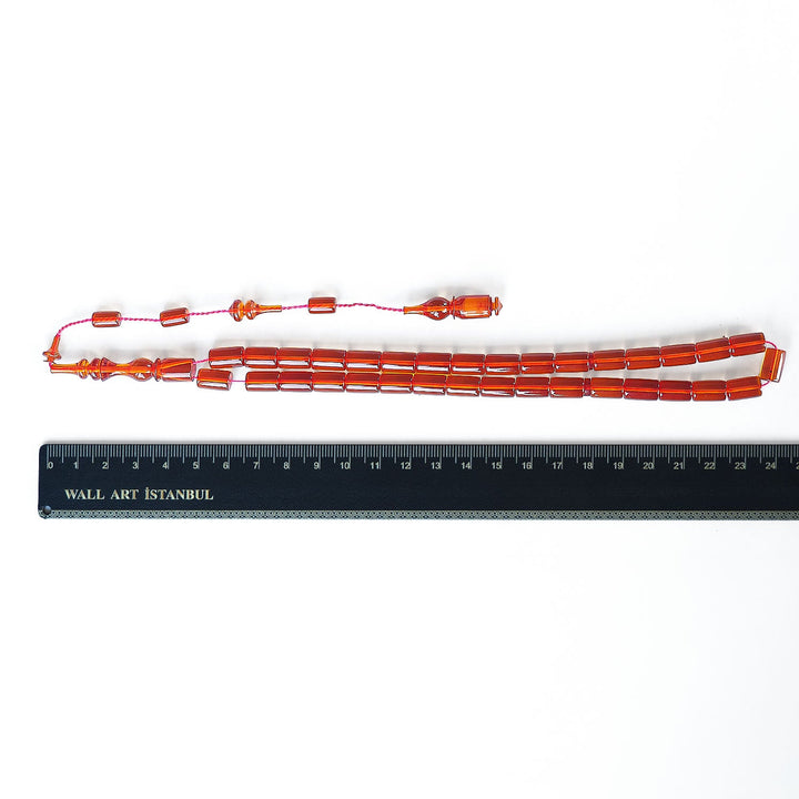 Fire Amber Faceted-Cut Tasbeeh - WATD197