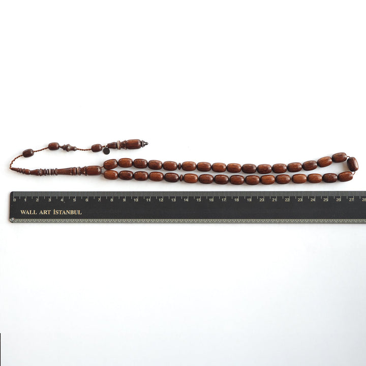 Snakewood Hand-Carved Imam &amp; Hitame with Silver Wrap, Hand-Polished Tasbeeh – WATD229