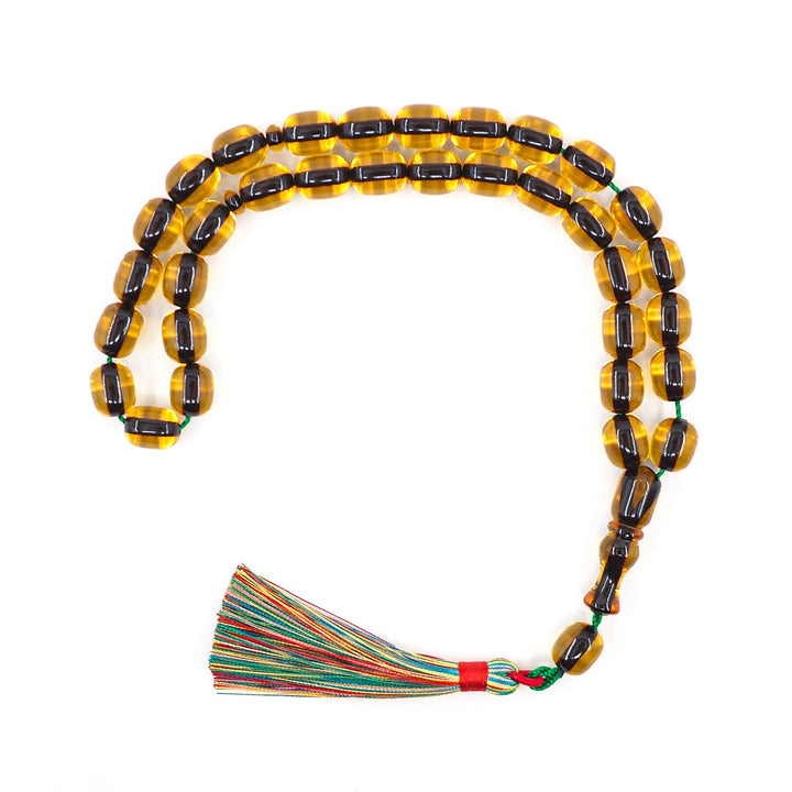 Capsule Cut Fire Amber Tasbeeh with Multicolor Tassel – WATD346
