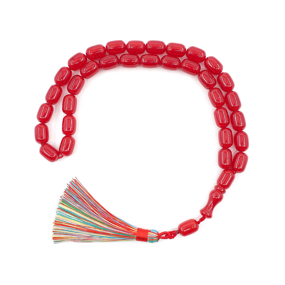 Capsule Cut Pressed Amber Tasbeeh with Multicolor Tassel – WATD349