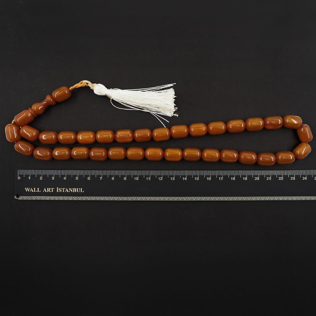 Capsule Cut Pressed Amber Tasbeeh with Cream Tassel – WATD350
